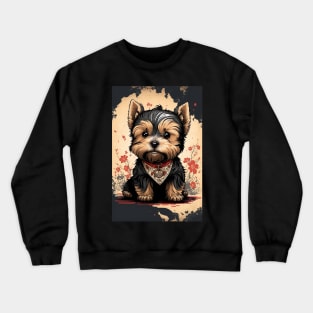 Super Cute Yorkshire Terrier Puppy Portrait Japanese style Crewneck Sweatshirt